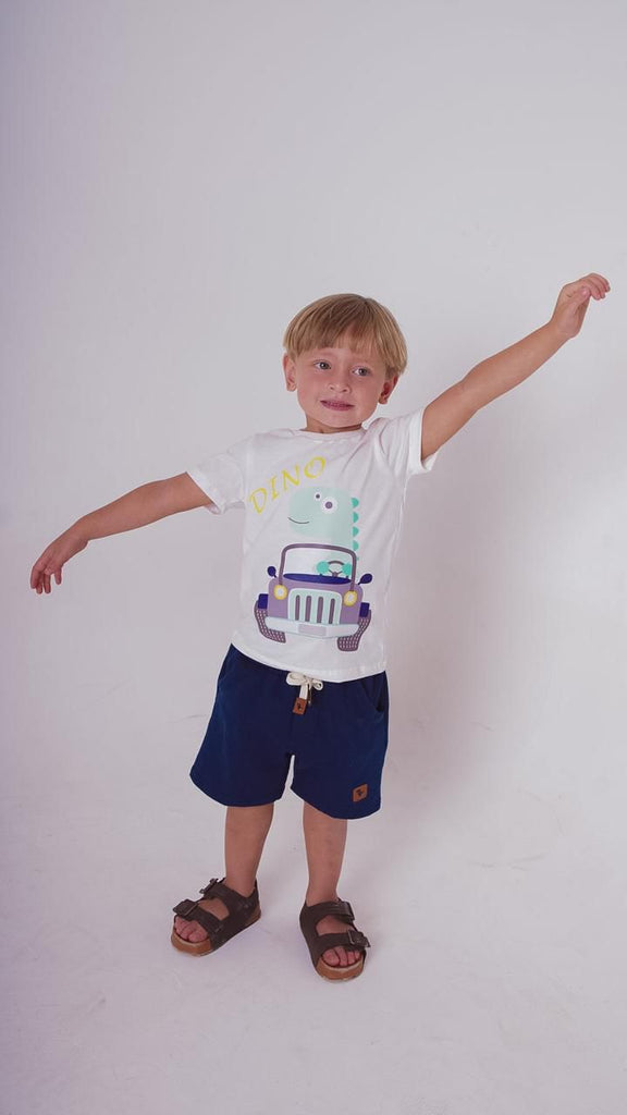 Conjunto Dino Camiseta 100 %algodão com short moletom gramatura grossa