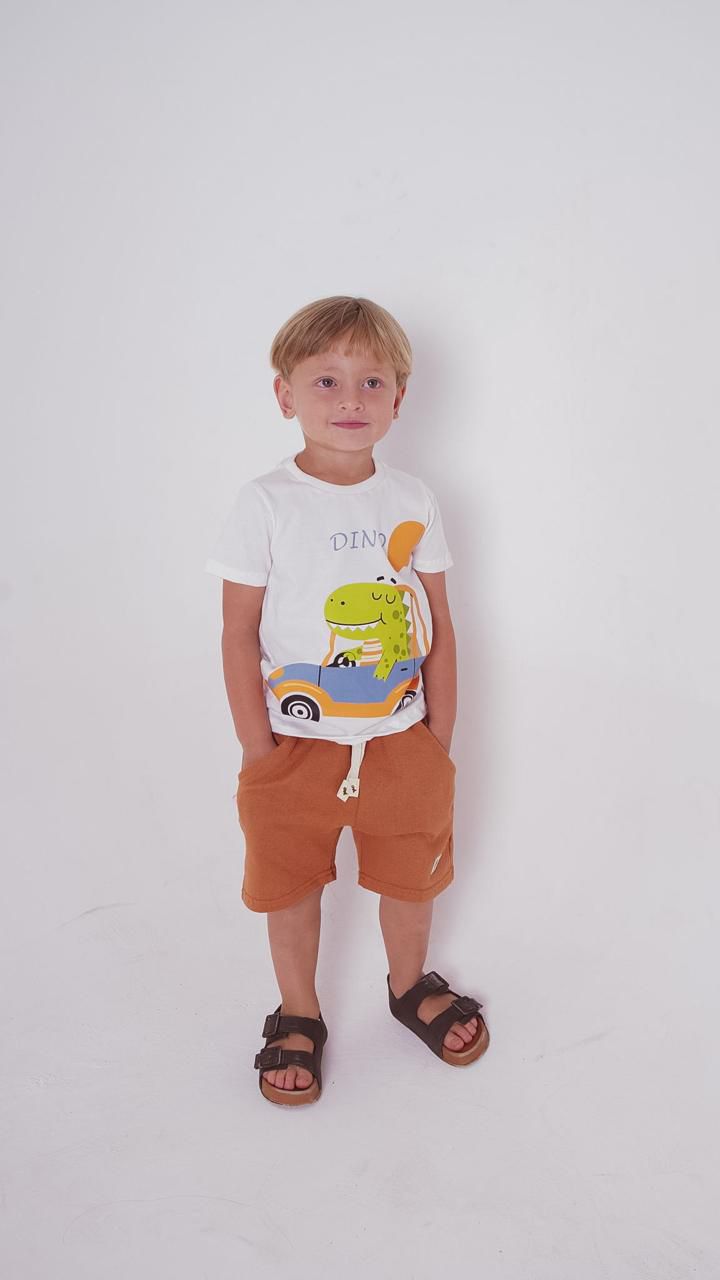 Conjunto Dino Camiseta 100 %algodão com short moletom gramatura grossa