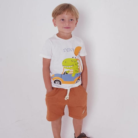 Conjunto Dino Camiseta 100 %algodão com short moletom gramatura grossa